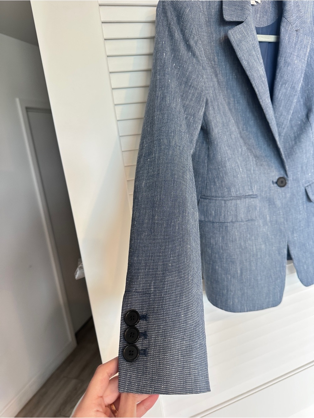 LOFT Chambray Linen Blend Classic Tailored Single Button Blazer Jacket 2 - Picture 2 of 16